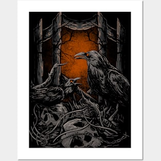 Black Crow and Skull Posters and Art